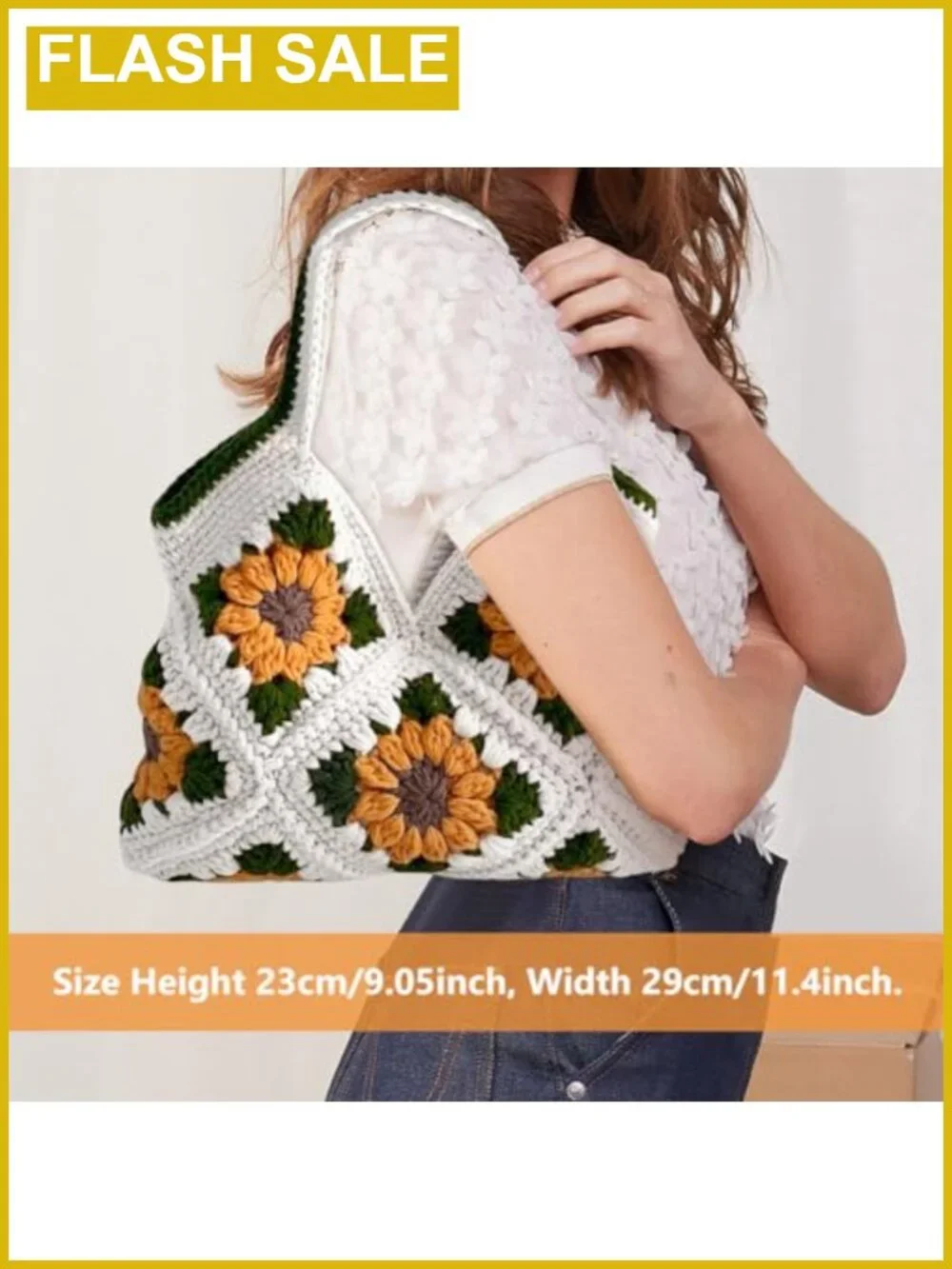 Crochet Sunflower Tote Bag Kit for Adults with Video Tutorials
